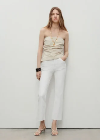 Jeans cropped svasati color terra di Siena