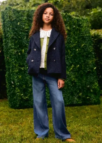 Jeans culotte con cuciture a vista