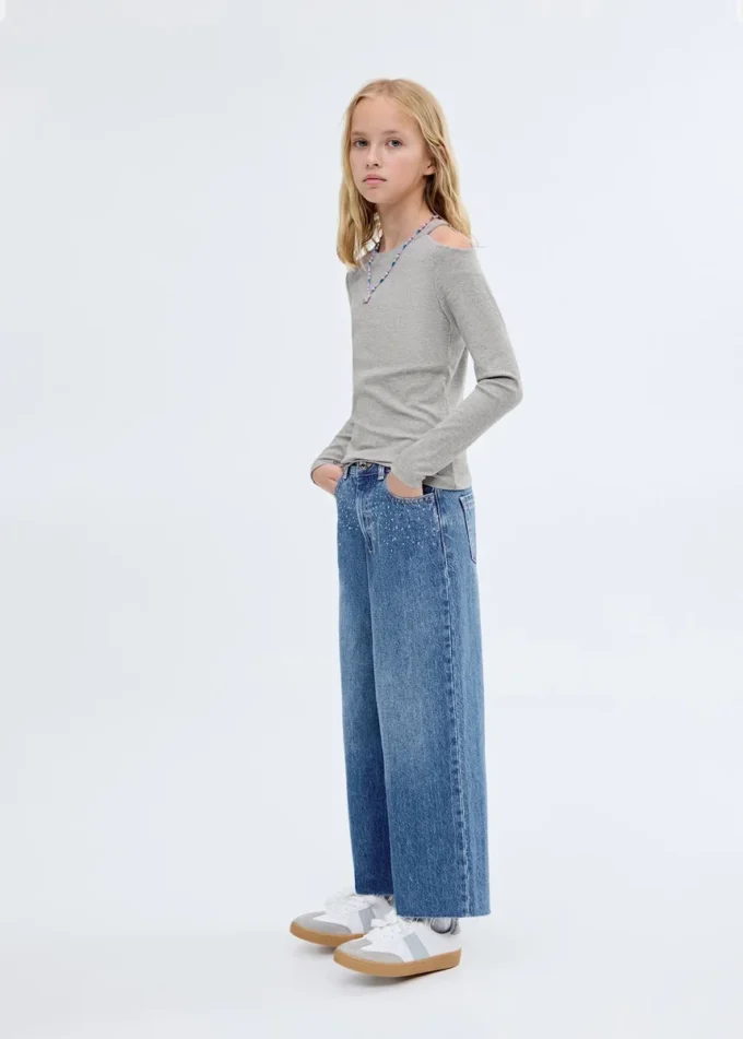Jeans culotte con strass Jeans culotte con strass