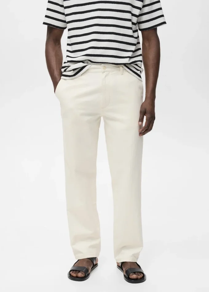 Jeans dalla vestibilità regolare realizzati in misto cotone e lino