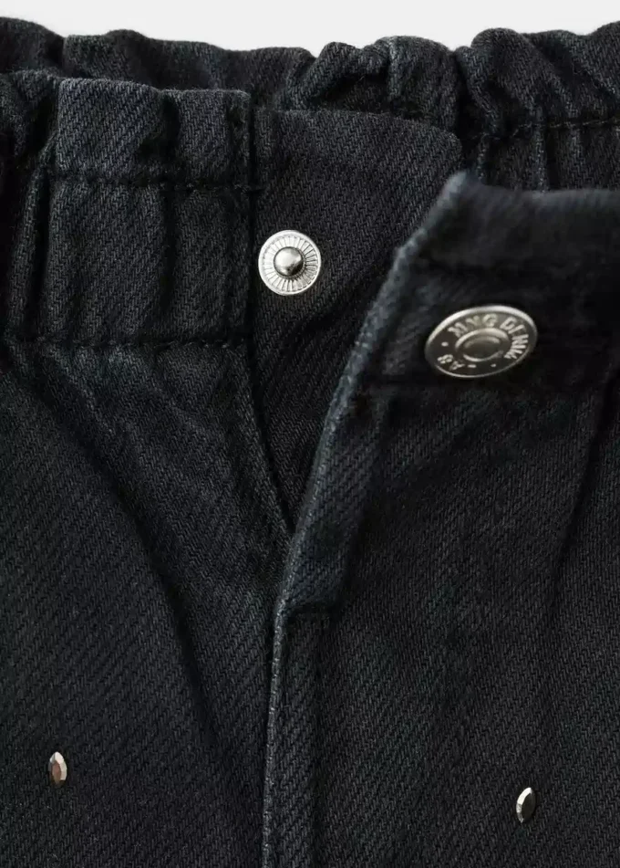 Jeans dritti con dettagli in strass