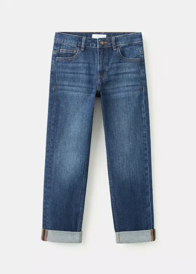 Jeans dritti con risvolto