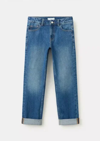 Jeans dritti con risvolto