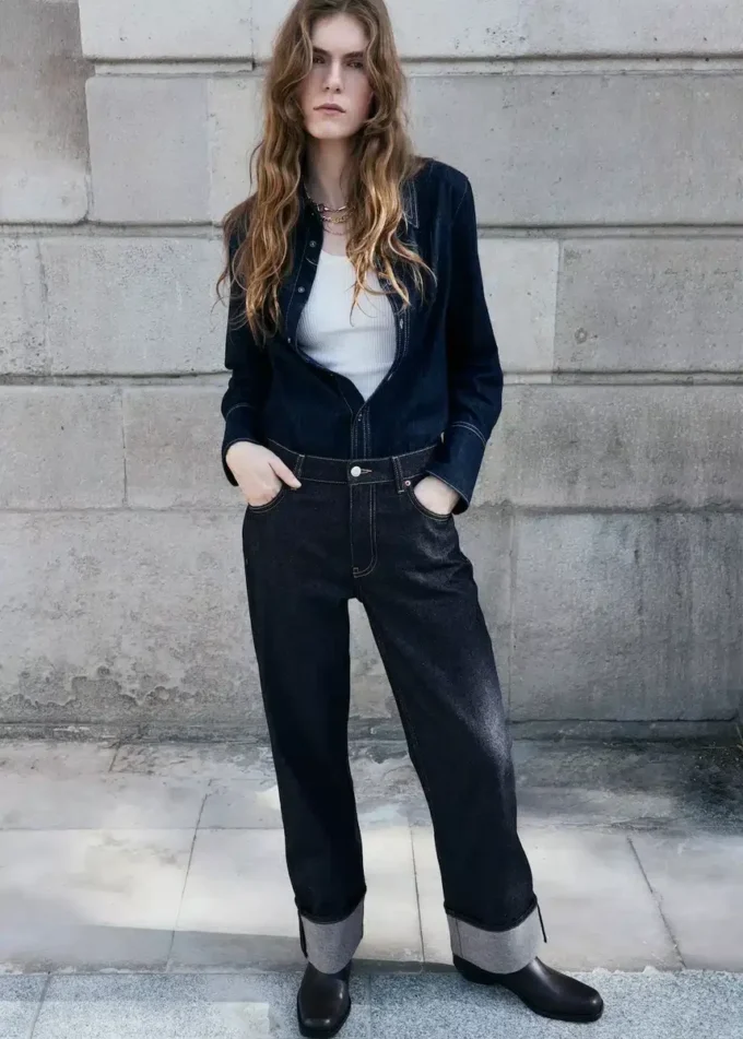 Jeans dritti con risvolto Jeans dritti con risvolto