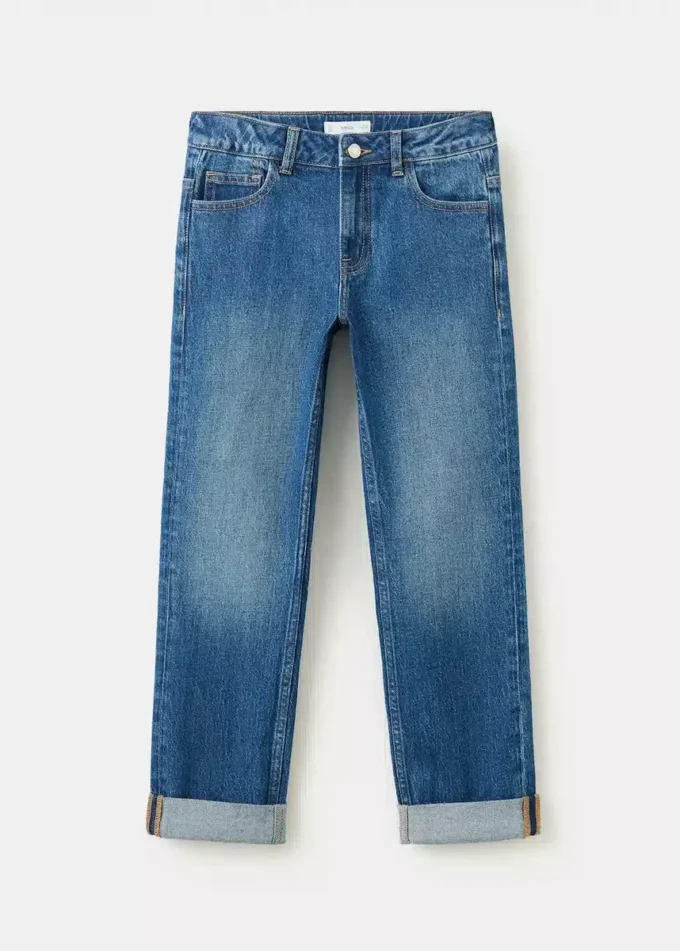 Jeans dritti con risvolto