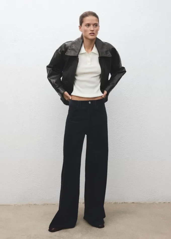 Jeans in velluto a coste a gamba larga