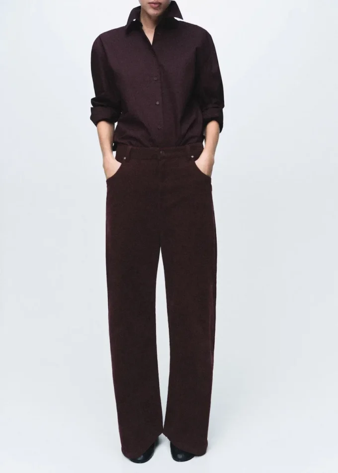 Jeans in velluto a coste a vita bassa e gamba larga Jeans in velluto a coste a vita bassa e gamba larga