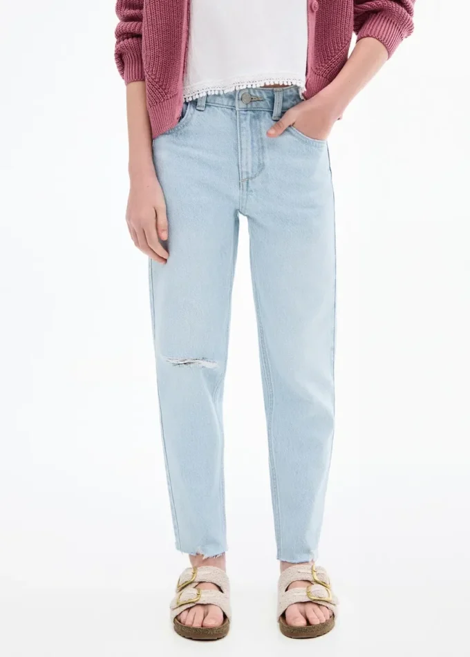 Jeans mom fit con strappi decorativi Jeans mom fit con strappi decorativi