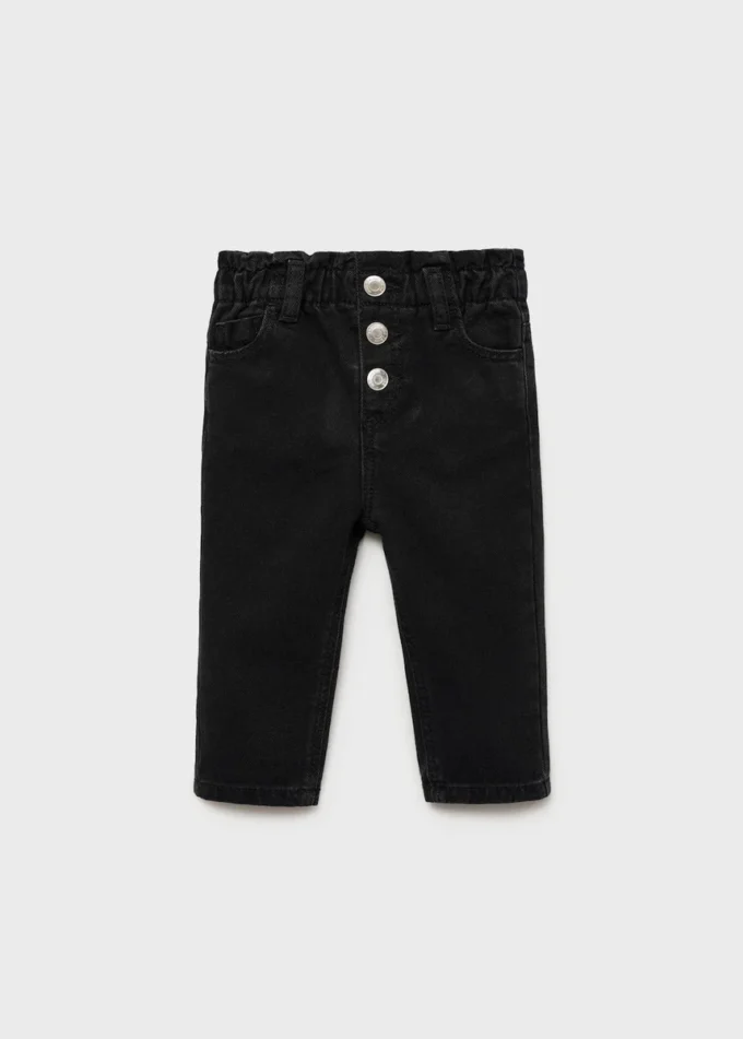 Jeans paper bag con bottoni