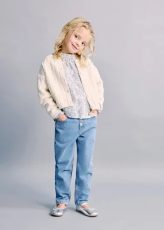 Jeans paper bag con bottoni