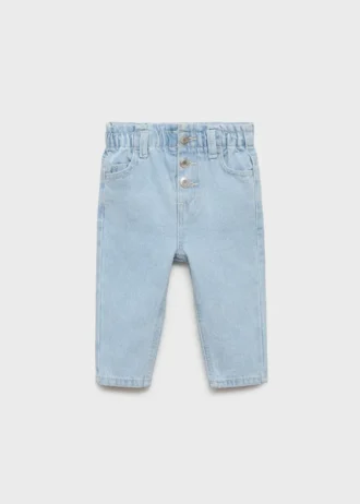 Jeans paper bag con bottoni