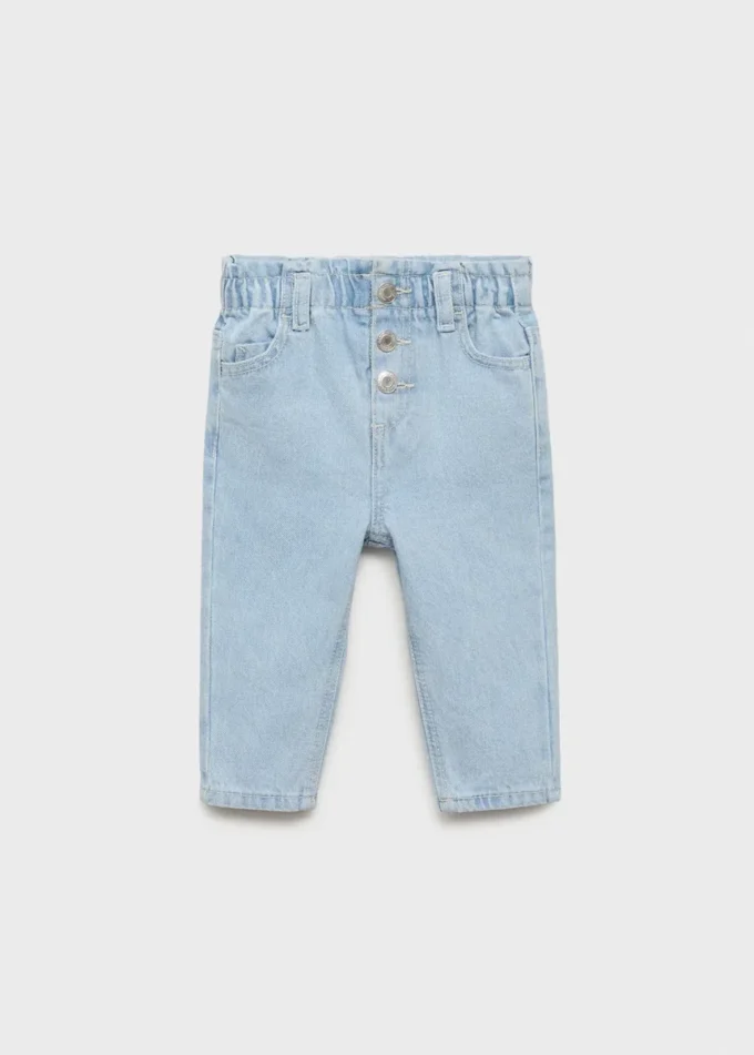 Jeans paper bag con bottoni