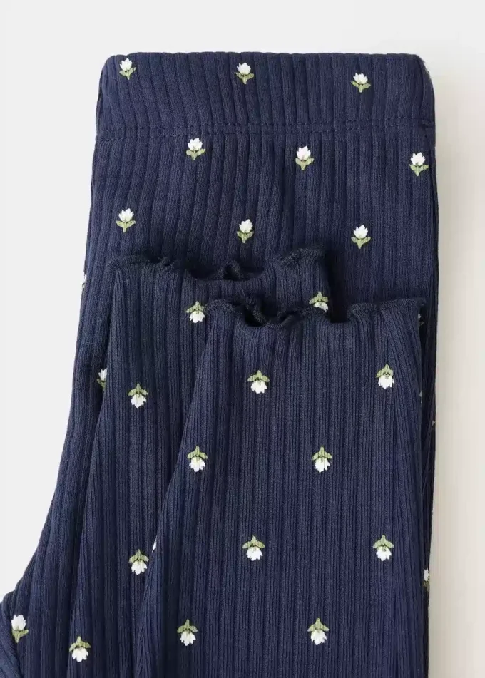 Leggings a coste con stampa floreale