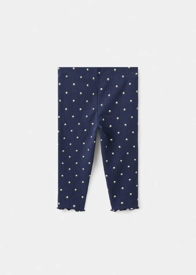 Leggings a coste con stampa floreale