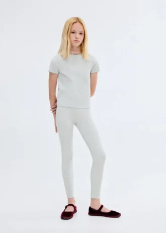 Leggings in cotone a costine