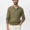 Maglia polo a costine in misto cotone Maglia polo a costine in misto cotone