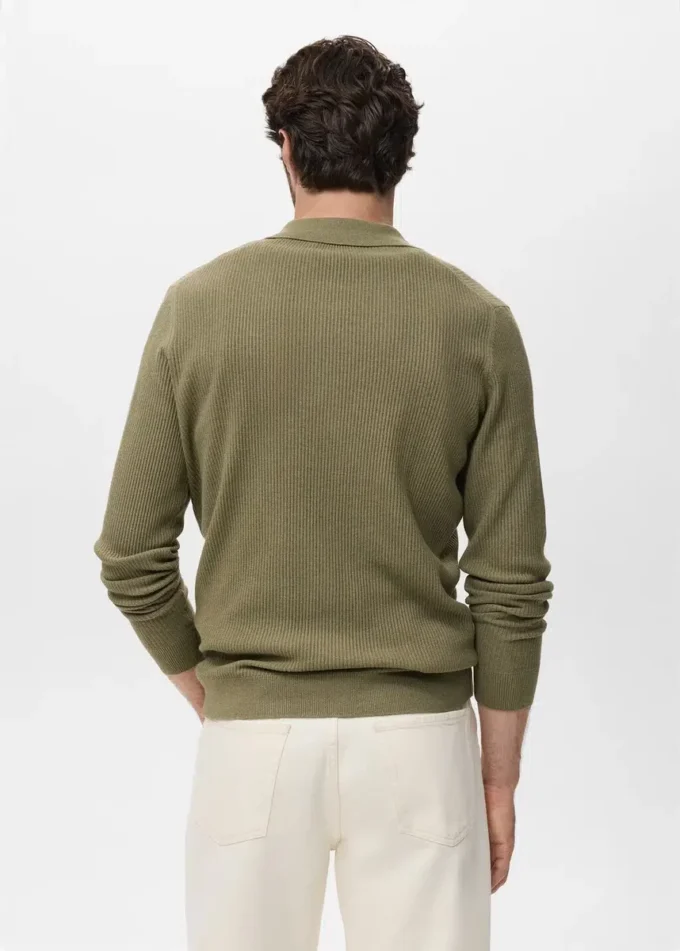 Maglia polo a costine in misto cotone Maglia polo a costine in misto cotone