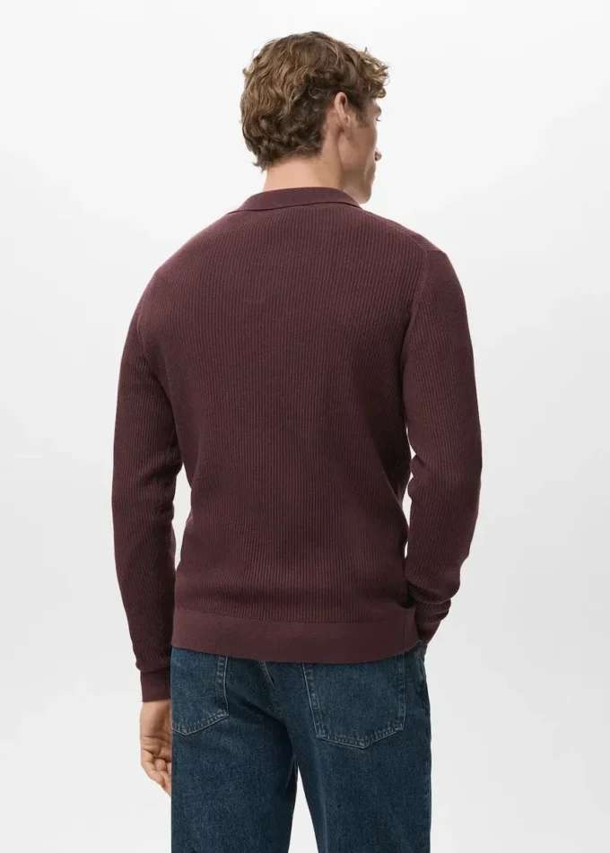 Maglia polo a costine in misto cotone Maglia polo a costine in misto cotone