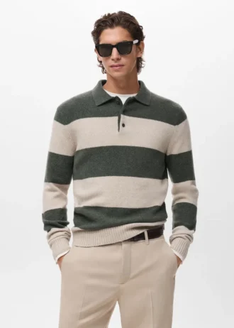 Maglia polo in misto lana lavorata a maglia