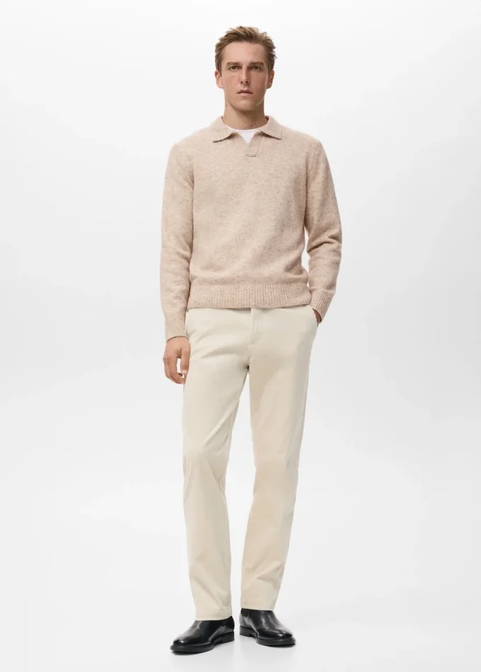 Maglia polo in misto lana lavorata a maglia Maglia polo in misto lana lavorata a maglia