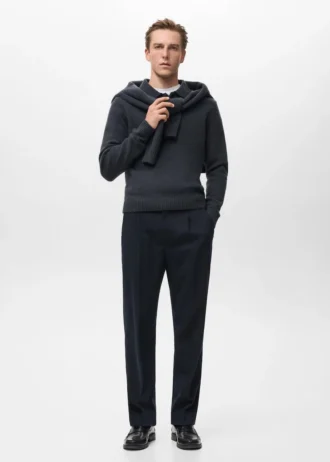 Maglia polo in misto lana lavorata a maglia