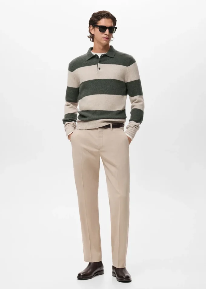 Maglia polo in misto lana lavorata a maglia Maglia polo in misto lana lavorata a maglia
