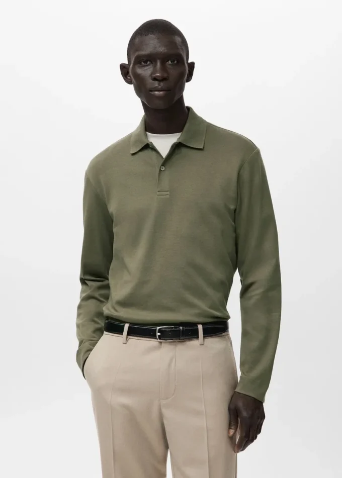 Maglia polo lavorata a maglia dalla vestibilità regolare Maglia polo lavorata a maglia dalla vestibilità regolare