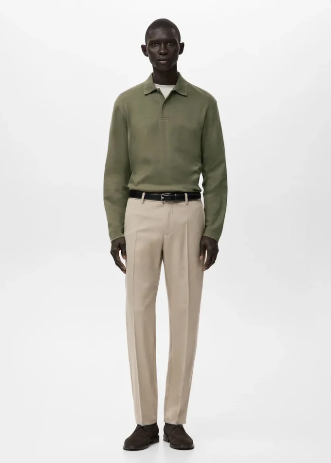 Maglia polo lavorata a maglia dalla vestibilità regolare Maglia polo lavorata a maglia dalla vestibilità regolare