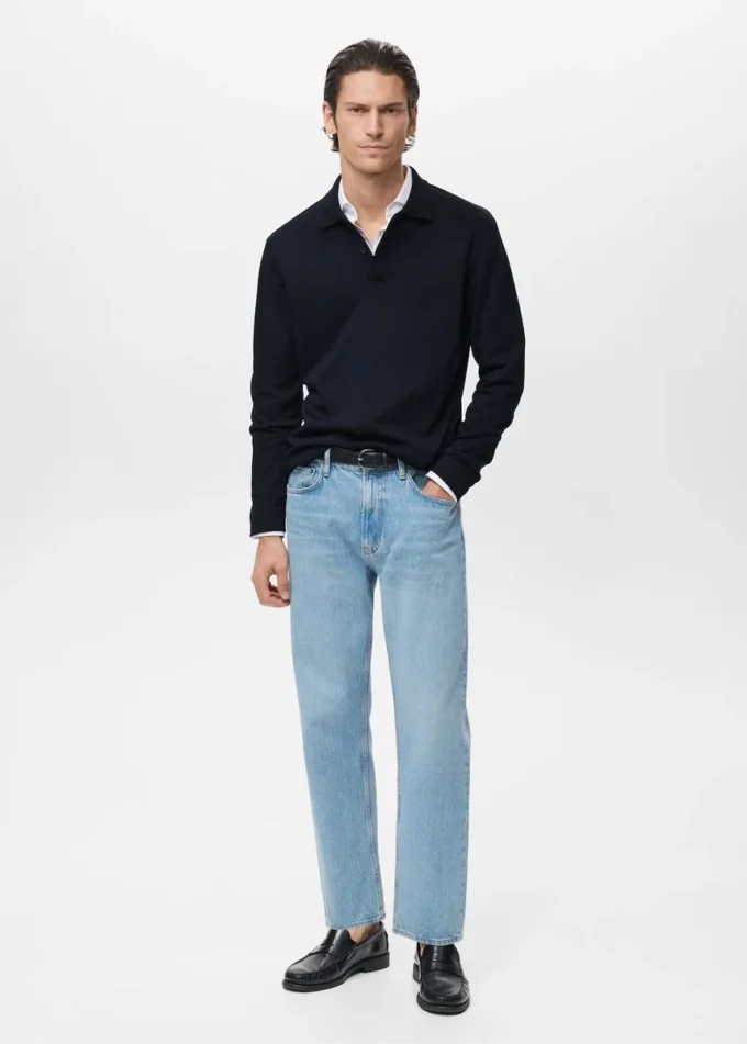 Maglia polo lavorata a maglia dalla vestibilità regolare Maglia polo lavorata a maglia dalla vestibilità regolare