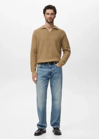 Maglia polo strutturata lavorata a maglia