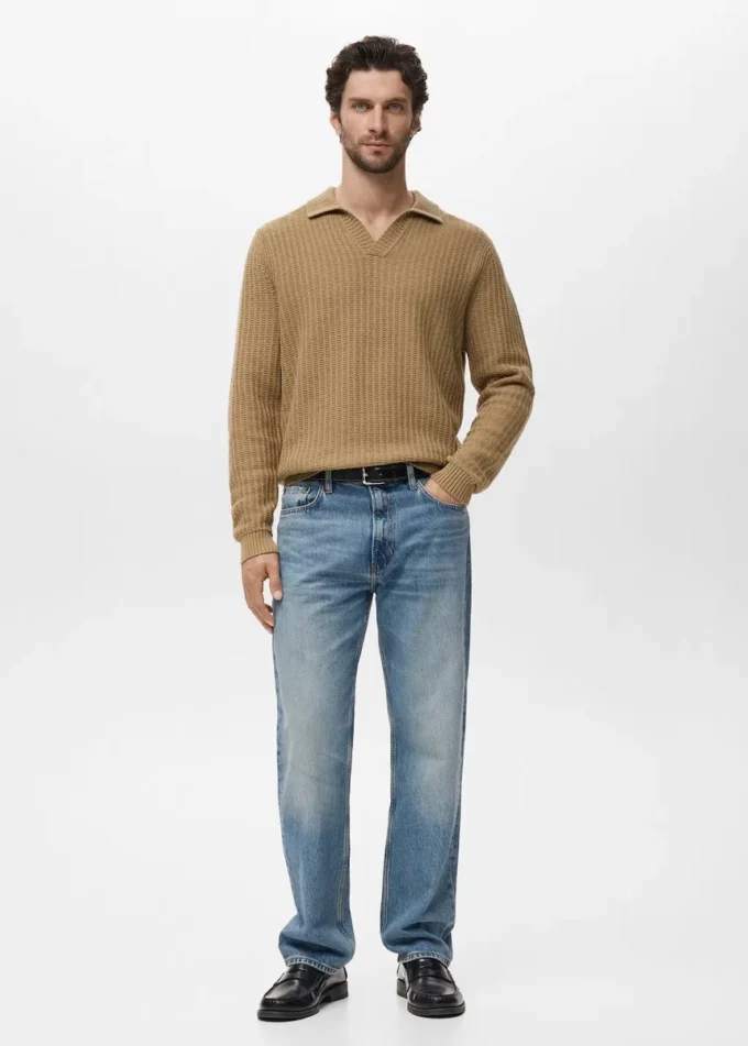 Maglia polo strutturata lavorata a maglia Maglia polo strutturata lavorata a maglia