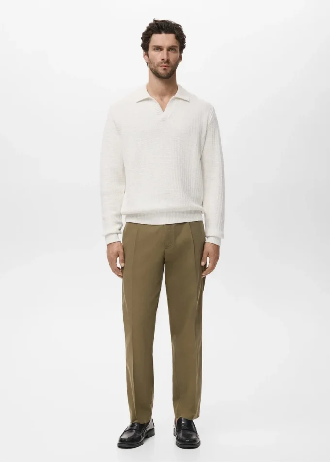 Maglia polo strutturata lavorata a maglia Maglia polo strutturata lavorata a maglia