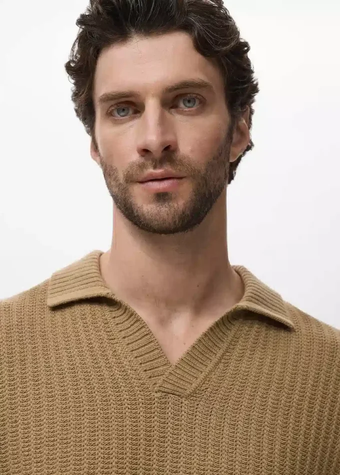 Maglia polo strutturata lavorata a maglia Maglia polo strutturata lavorata a maglia