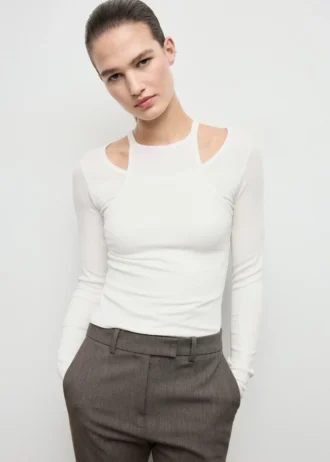 Maglietta a costine combinata