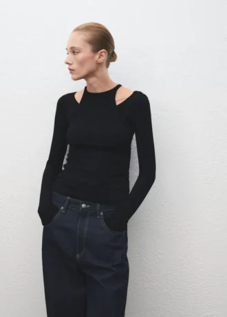 Maglietta a costine combinata