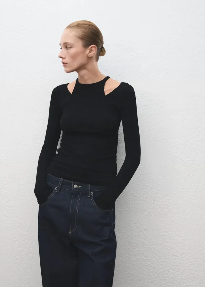 Maglietta a costine combinata Maglietta a costine combinata