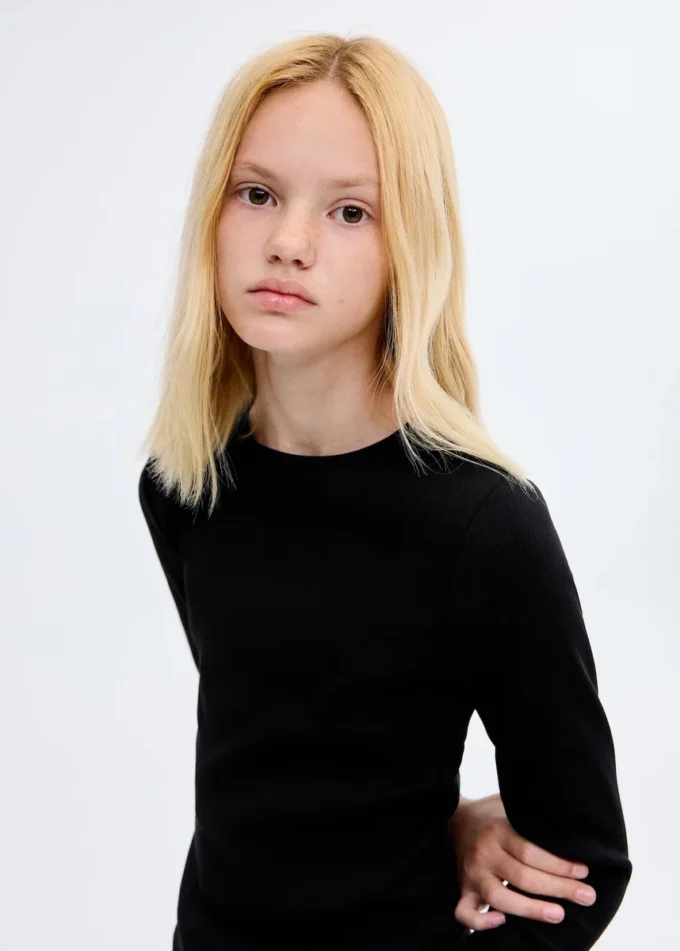 Maglietta a maniche lunghe a costine Maglietta a maniche lunghe a costine