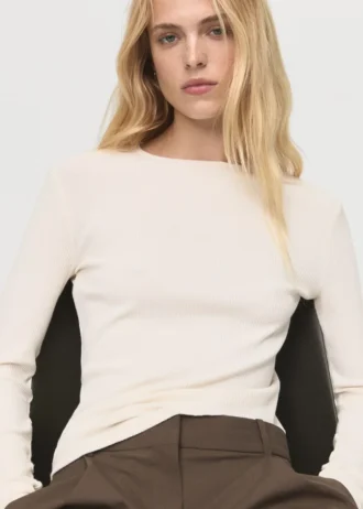 Maglietta a maniche lunghe a costine