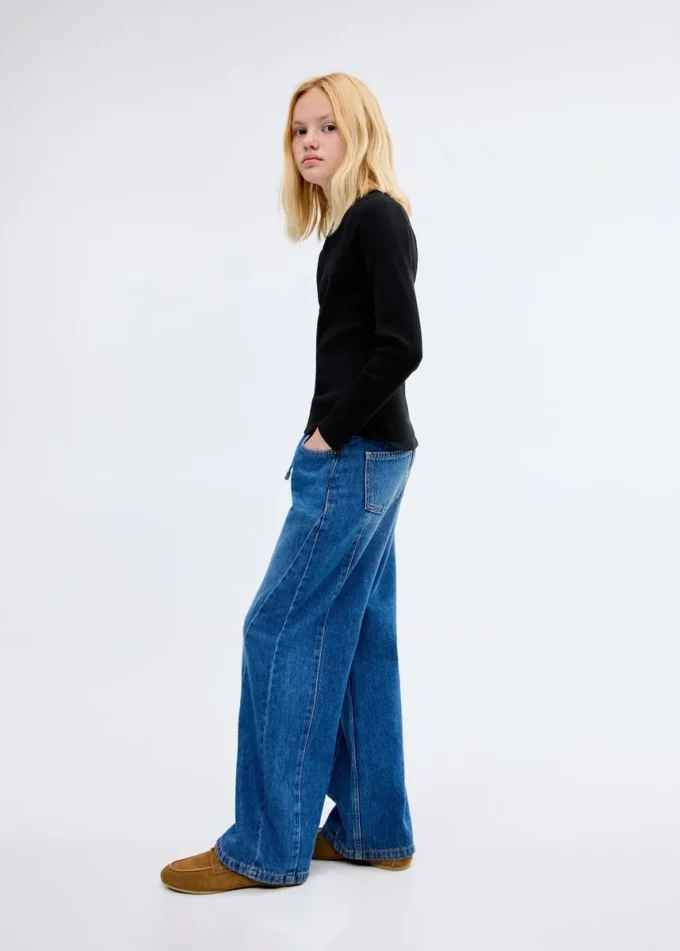 Maglietta a maniche lunghe a costine Maglietta a maniche lunghe a costine