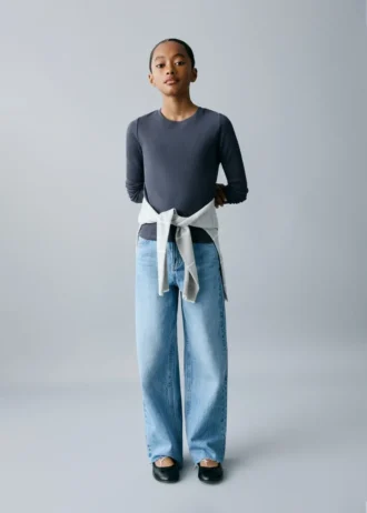 Maglietta a maniche lunghe a costine