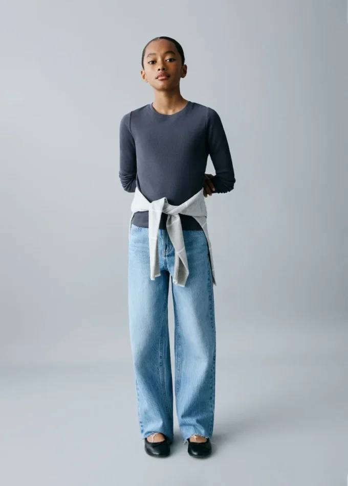 Maglietta a maniche lunghe a costine Maglietta a maniche lunghe a costine