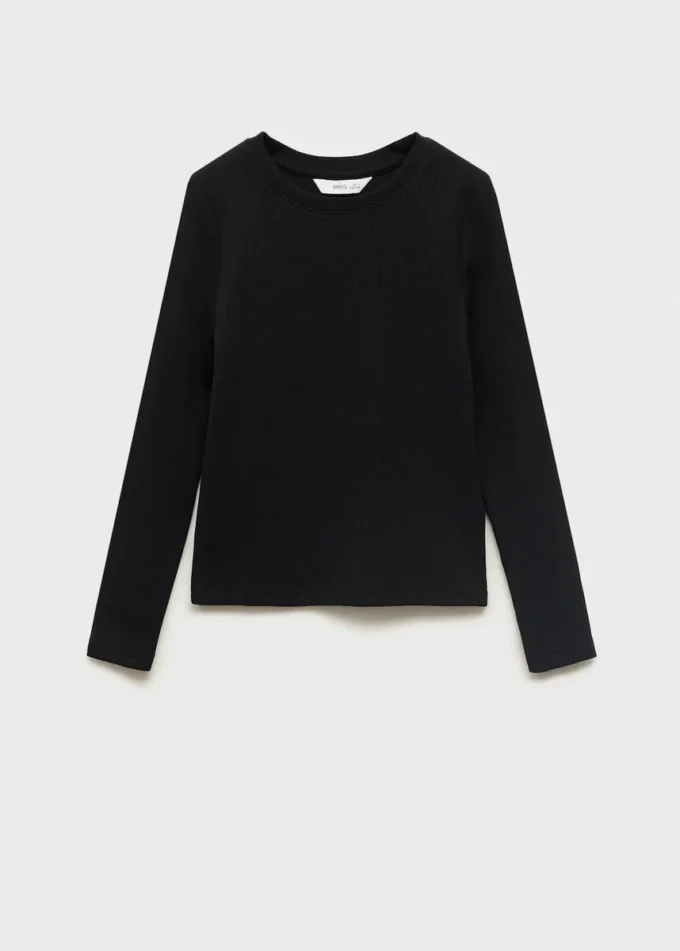 Maglietta a maniche lunghe a costine Maglietta a maniche lunghe a costine