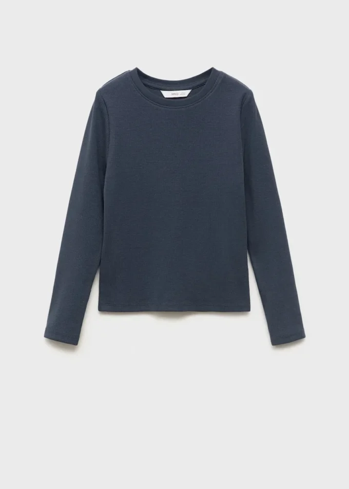 Maglietta a maniche lunghe a costine Maglietta a maniche lunghe a costine