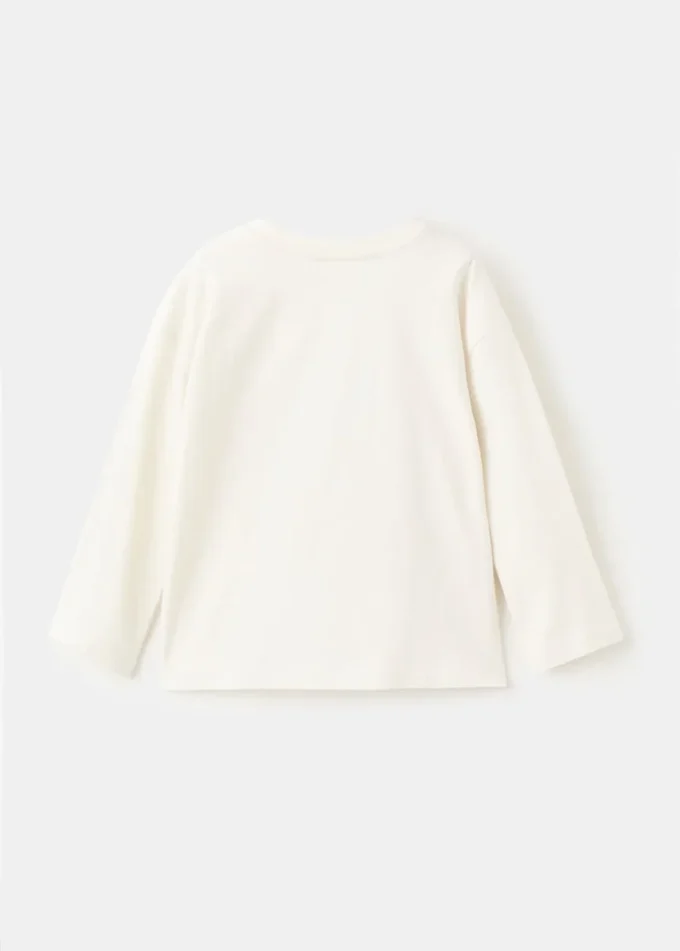 Maglietta in cotone con ricamo di un orso Maglietta in cotone con ricamo di un orso