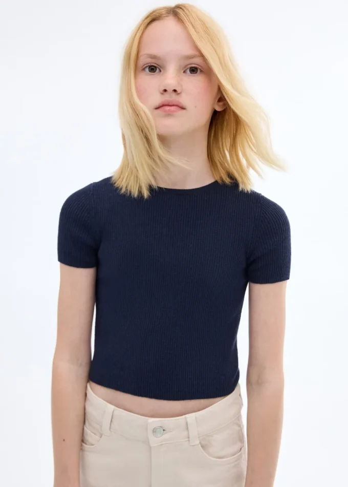 Maglietta in maglia a costine Maglietta in maglia a costine