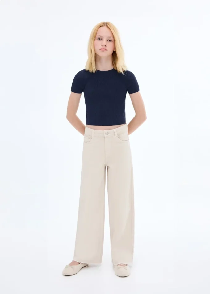 Maglietta in maglia a costine Maglietta in maglia a costine