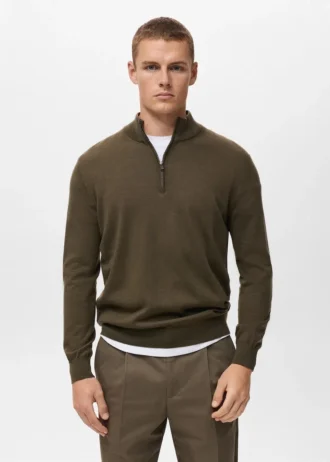 Maglione 100% lana merino con collo Perkins