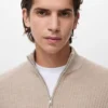 Maglione a coste con collo con zip Maglione a coste con collo con zip