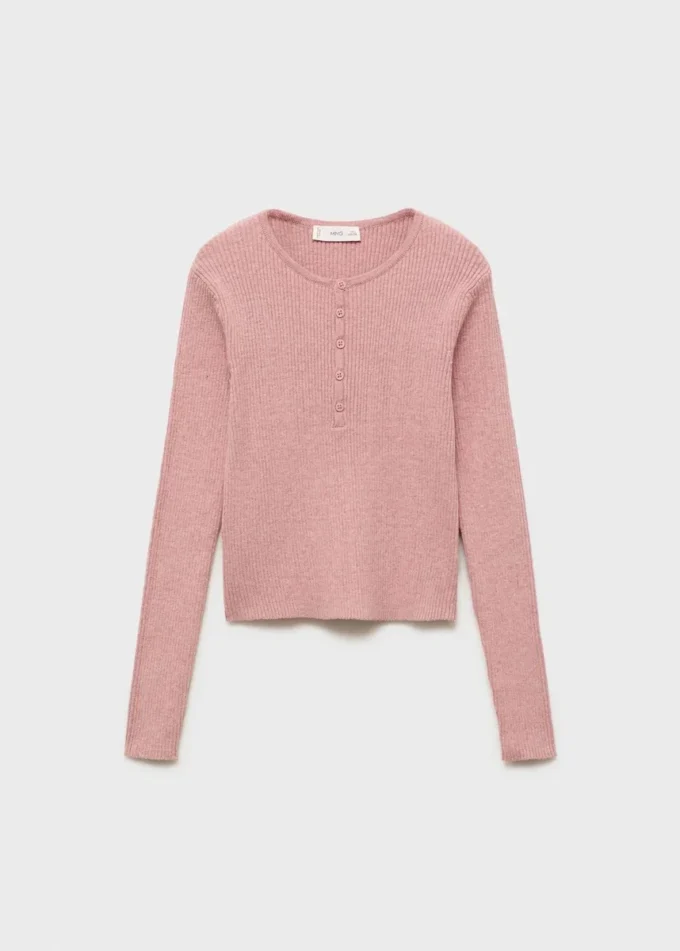 Maglione a costine con bottoni