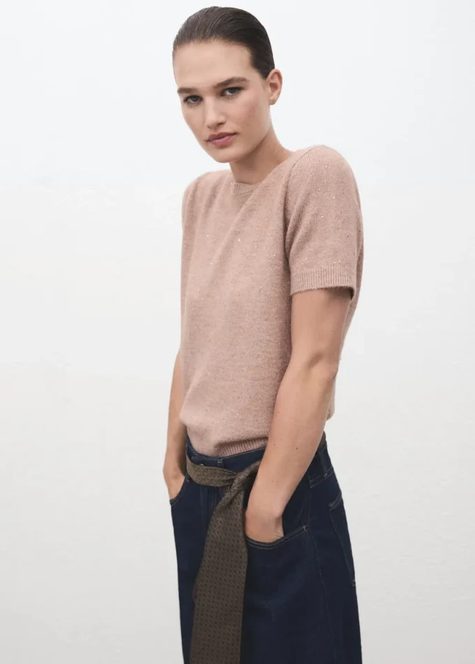 Maglione a maniche corte in lurex Maglione a maniche corte in lurex